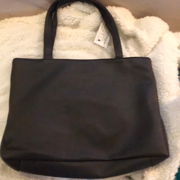 PU Leather Tote. Black with Rhinestone Bow - Picture 8 of 8